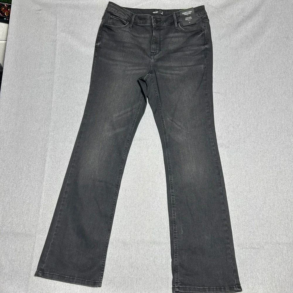 Simply Vera Vera Wang Womens Mid‎ Rise Bootcut Jeans 12 Black Distressed Stretch
